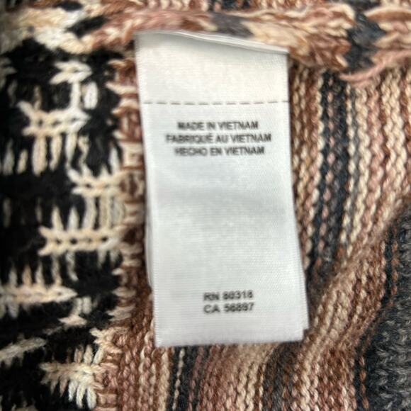 Lucky Brand Jacquard Cotton Blend Boyfriend Cardigan Western Sweater Size Small - Picture 13 of 15